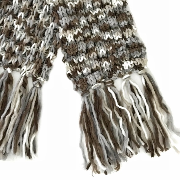 Old Navy Chunky Knit Scarf Brown White Grey - Picture 3 of 10